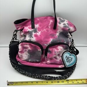 Pink and Black Tie-Dye Women's Bag
